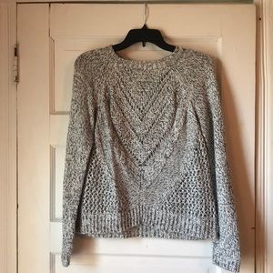 Black and white speckled open knit sweater